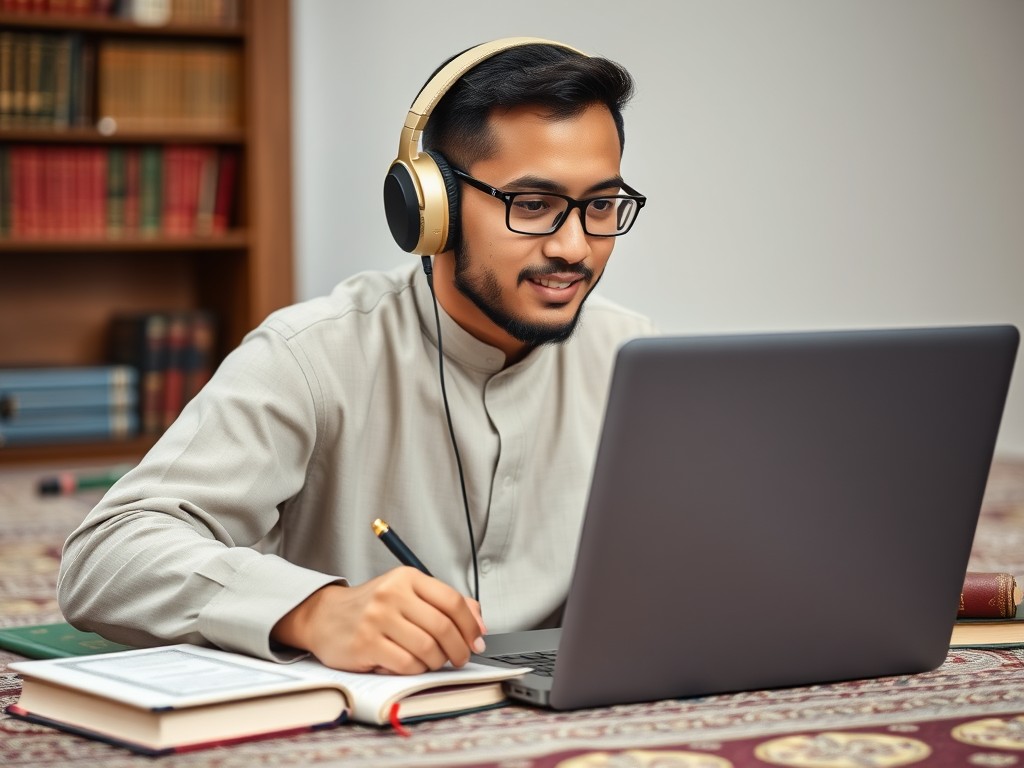 Students practicing Tajweed rules in a Quranic recitation class.